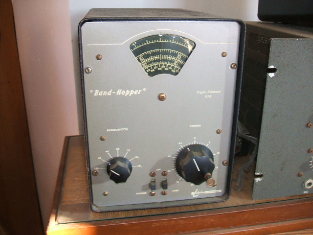 Photo of Bob's Lakeshsore Industries Band-Hopper VFO sitting next to a Central Electronics 20A
